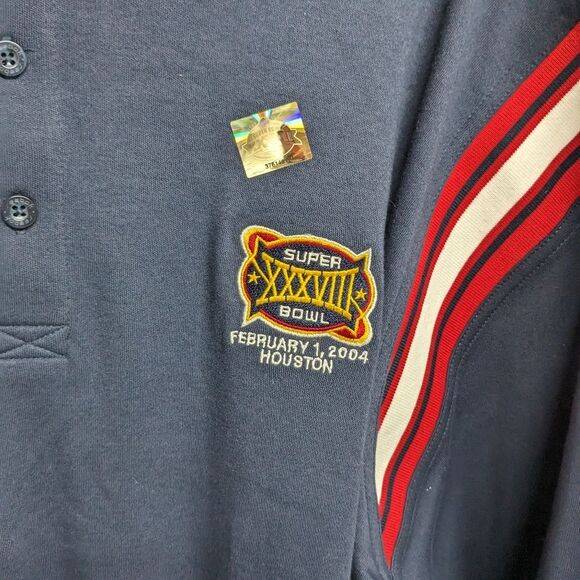NFL Reebok Polo Men 2XLarge Super Bowl XXXVIII Houston 2004 Navy Blue 2XL *NEW* - Picture 3 of 8